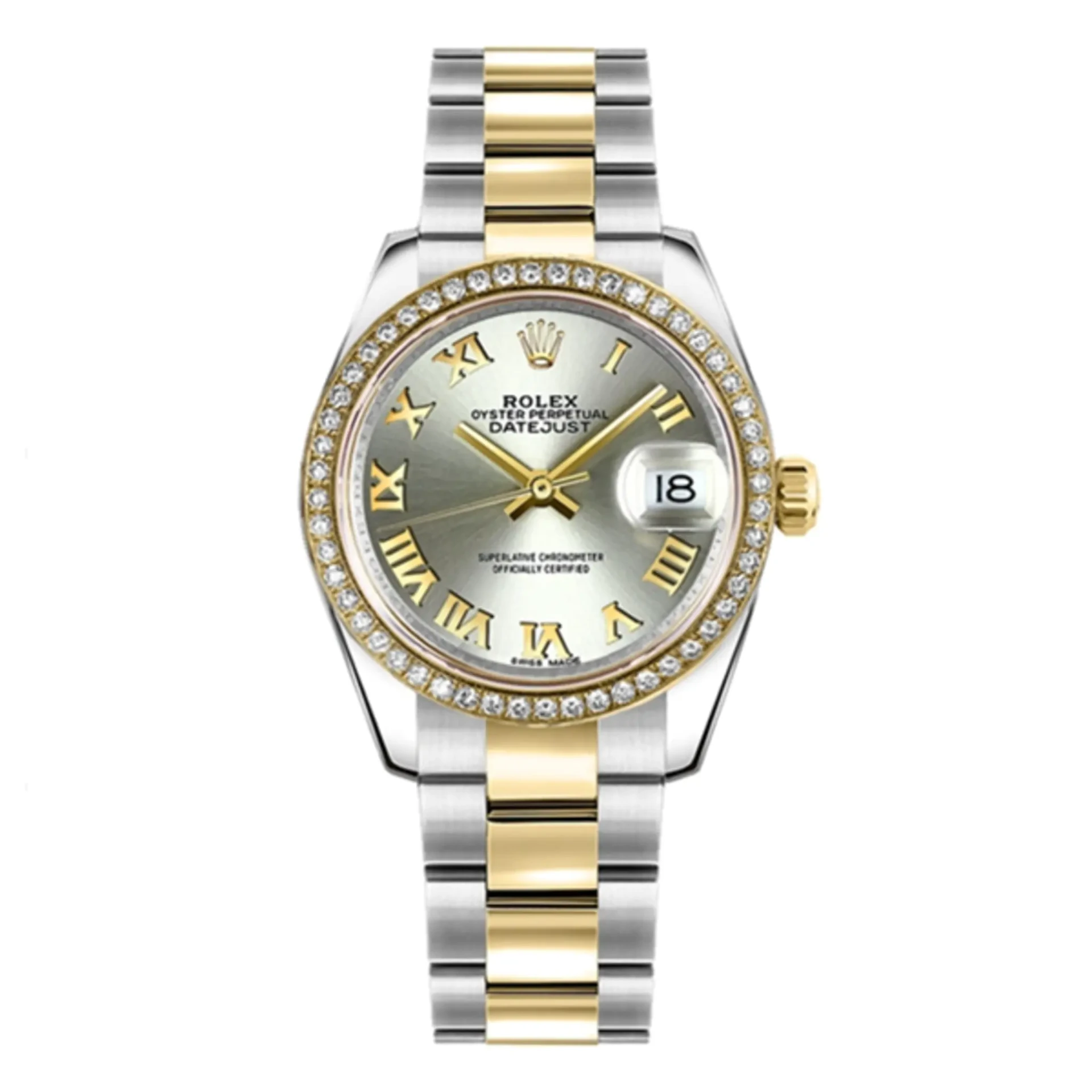 Two-tone Rolex Datejust with diamond bezel